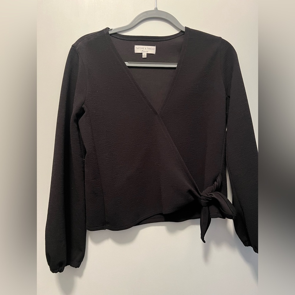 Madewell black long sleeve with tie
